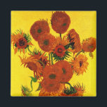 Still Life Vase w 15 Sunflowers Vincent van Gogh Magnet<br><div class="desc">Still Life: Vase with Fifteen Sunflowers by Vincent van Gogh is a vintage fine art post impressionism still life floral painting. A beautiful bouquet of fresh cut yellow and orange sunflowers from a summer garden in full bloom. About the artist: Vincent Willem van Gogh (1853 -1890) was one of the...</div>