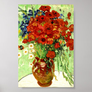Still Life, Vase with Daisies and Poppies (1890) Poster