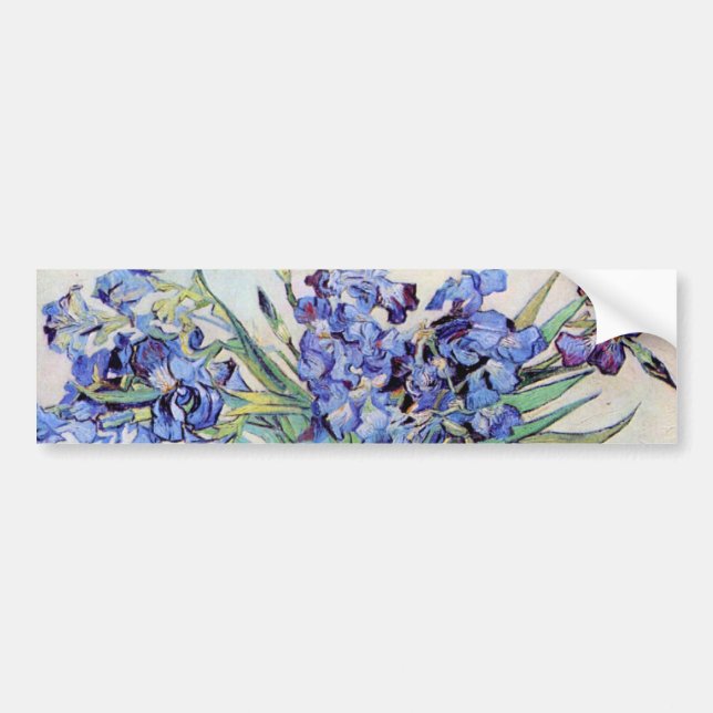 Still Life Vase with Irises by Vincent van Gogh Bumper Sticker (Front)