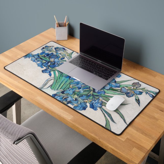 Still Life Vase with Irises by Vincent van Gogh Desk Mat (Office 2)