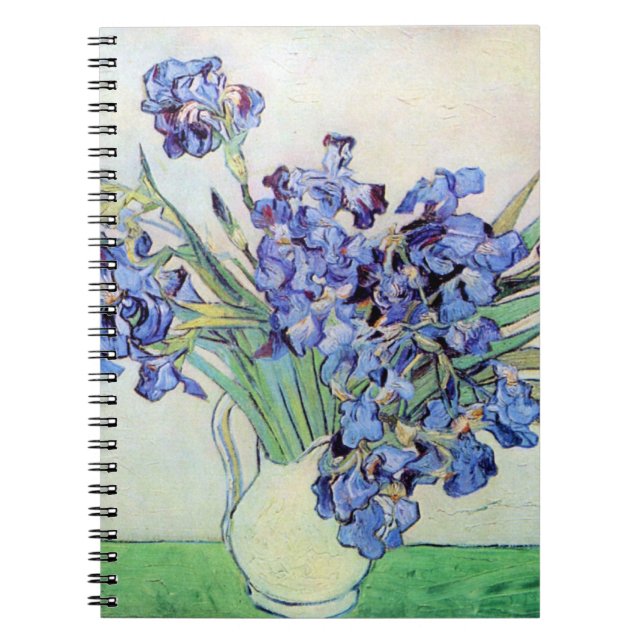 Still Life Vase with Irises by Vincent van Gogh Spiral Notebook (Front)