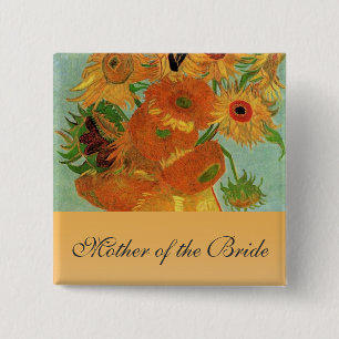 Still life - Vase with twelve Sunflowers, van Gogh 15 Cm Square Badge