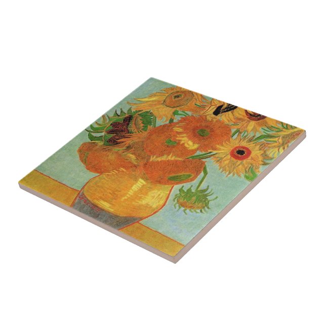 still life - vase with twelve sunflowers, van Gogh Tile (Side)