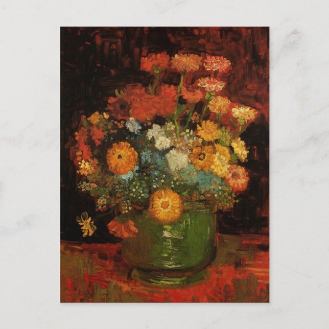 Still Life Vase with Zinnias by Vincent van Gogh Postcard (Front)