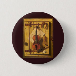 Still Life Violin and Music by William Harnett 6 Cm Round Badge