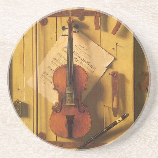 Still Life Violin and Music by William Harnett Coaster (Front)