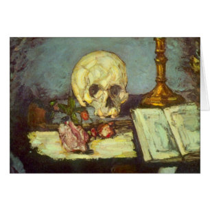 Still Life w Skull, Candle, Book By Paul Cezanne