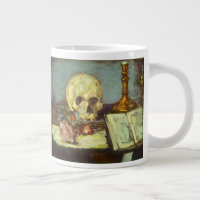 Still Life w Skull, Candle, Book By Paul Cezanne