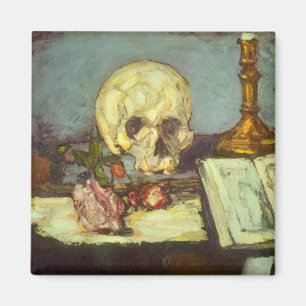 Still Life w Skull, Candle, Book By Paul Cezanne Magnet