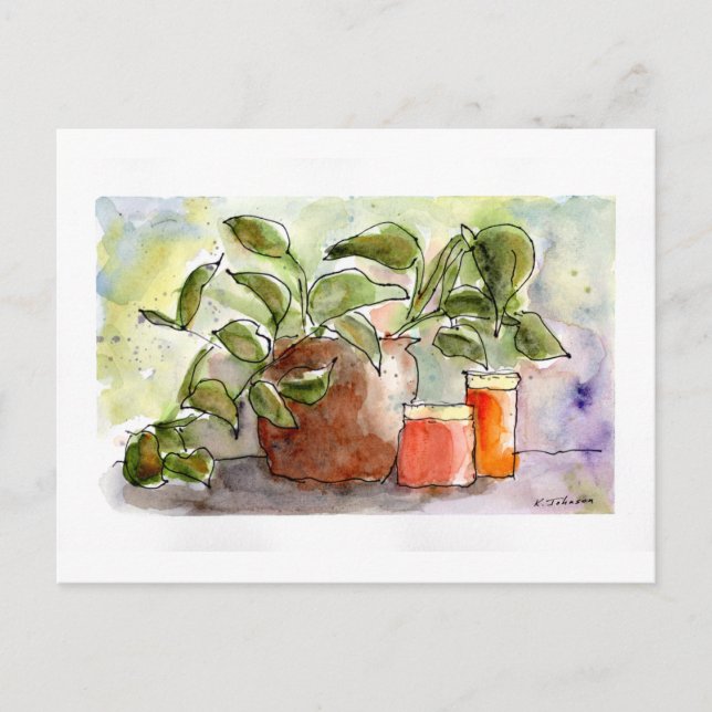 Still Life Watercolor Postcard (Front)