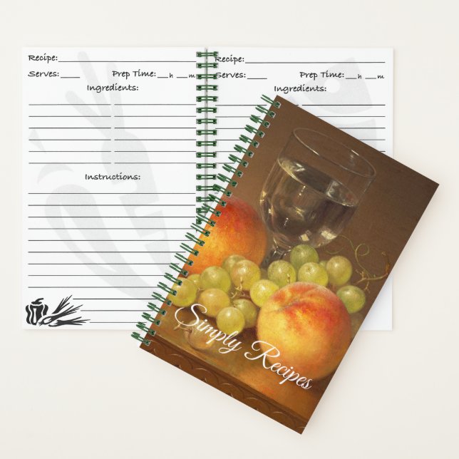 Still Life, Wineglass, Two Peaches, Fruit and Wine Notebook (Inside)