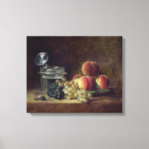Still Life with a Basket of Peaches Canvas Print