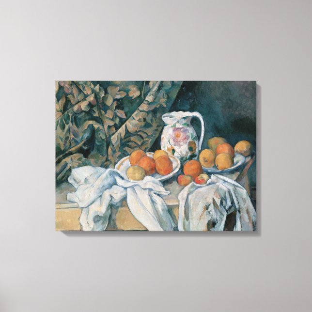 Still Life with a Curtain by Paul Cezanne Canvas Print (Front)