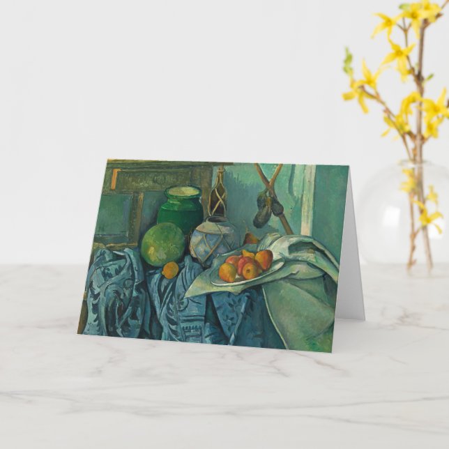 Still Life with a Ginger Jar and Eggplants,Cezanne Card (Yellow Flower)
