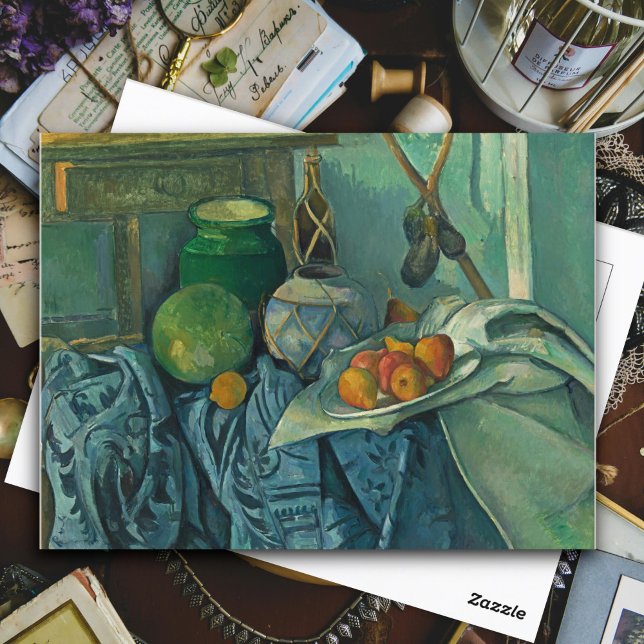 Still Life with a Ginger Jar and Eggplants,Cezanne Postcard (Creator Uploaded)