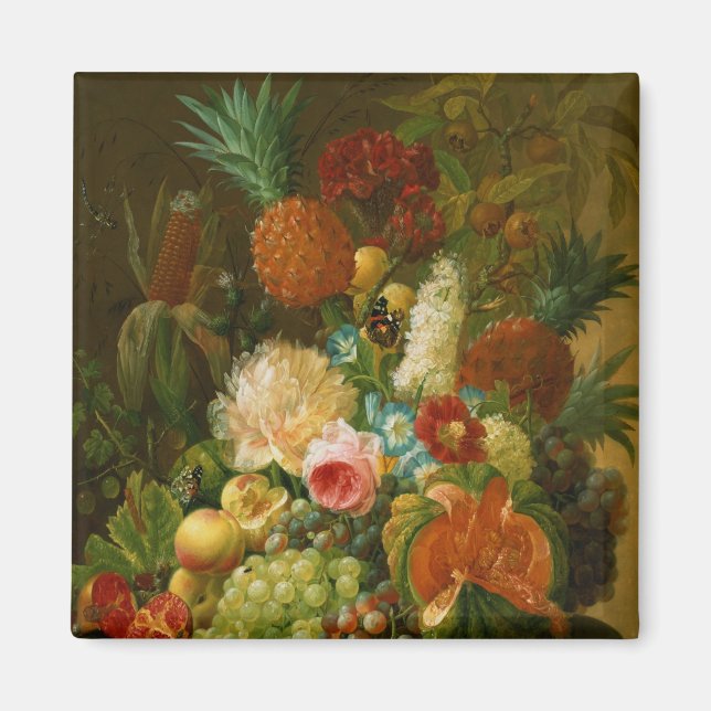 Still Life with a Melon and Grapes Magnet (Front)