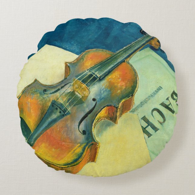 Still Life with a Violin, 1921 Round Cushion (Front)