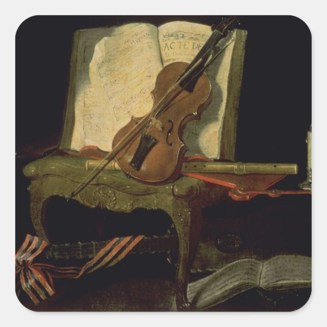 Still Life with a Violin Square Sticker (Front)