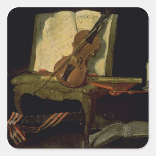 Still Life with a Violin Square Sticker