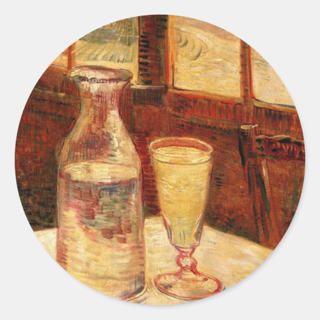 Still Life with Absinthe by Vincent van Gogh Classic Round Sticker (Front)