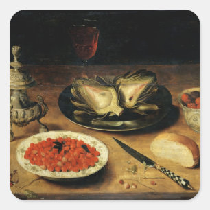 Still Life with an Artichoke Square Sticker