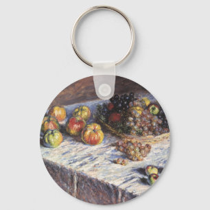 Still Life with Apples and Grapes by Claude Monet Key Ring