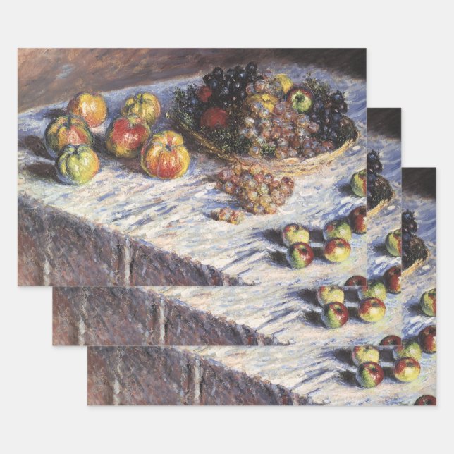 Still Life with Apples and Grapes by Claude Monet Wrapping Paper Sheet (Set)