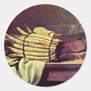 Still Life With Asparagus By Bonvin François Classic Round Sticker