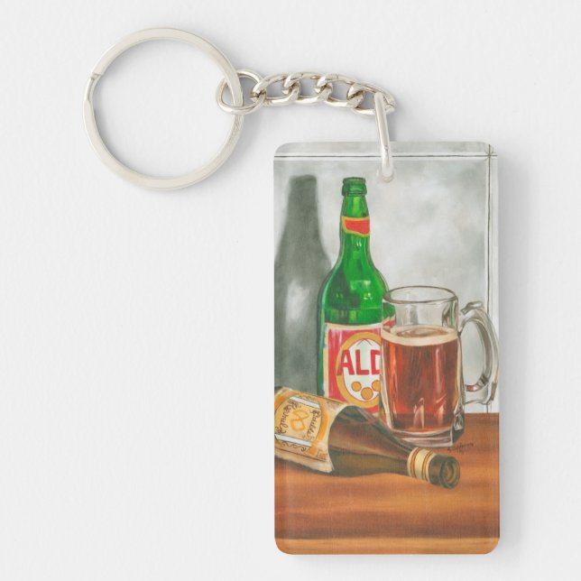 Still Life with Beer by Jennifer Goldberger Key Ring (Front)