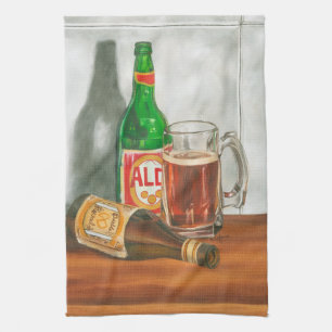 Still Life with Beer by Jennifer Goldberger Tea Towel