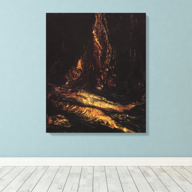Still Life with Bloaters by Vincent van Gogh Canvas Print (Insitu(Wood Floor))