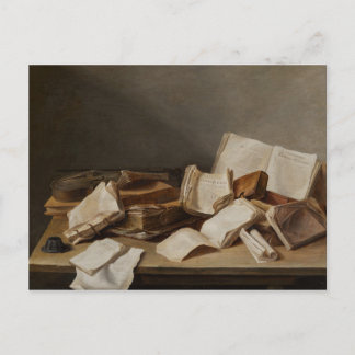 Still-life with Books and a Violin - Fine Art Postcard