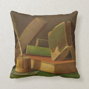 Still life with books and ink well cushion