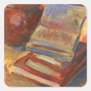 Still life with Books Painting Square Sticker