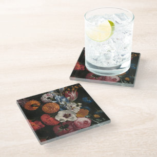 Still Life with Bouquet of Flowers   Johan Johnsen Glass Coaster