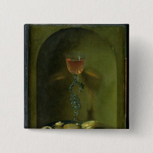 Still Life with Bread and Wine Glass 15 Cm Square Badge