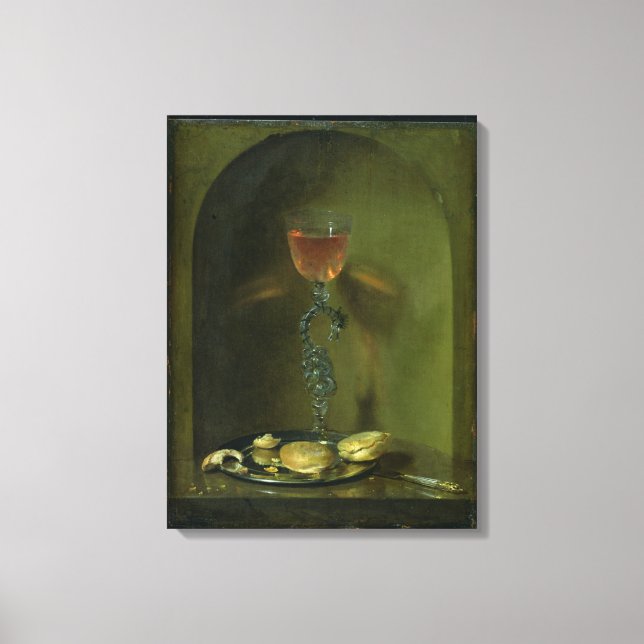 Still Life with Bread and Wine Glass Canvas Print (Front)