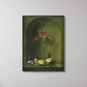 Still Life with Bread and Wine Glass Canvas Print