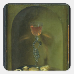 Still Life with Bread and Wine Glass Square Sticker