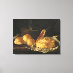 Still Life with Bread Tart and Ham, Giuseppe Recco Canvas Print