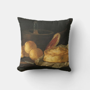 Still Life with Bread Tart and Ham, Giuseppe Recco Cushion