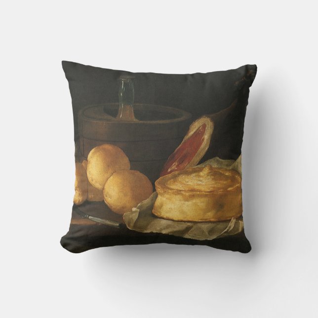 Still Life with Bread Tart and Ham, Giuseppe Recco Cushion (Front)