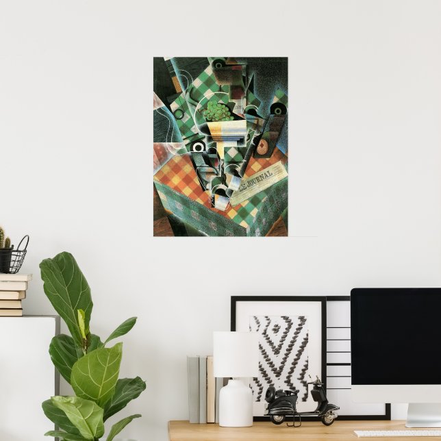 Still Life with Checked Tablecloth by Juan Gris Poster (Home Office)
