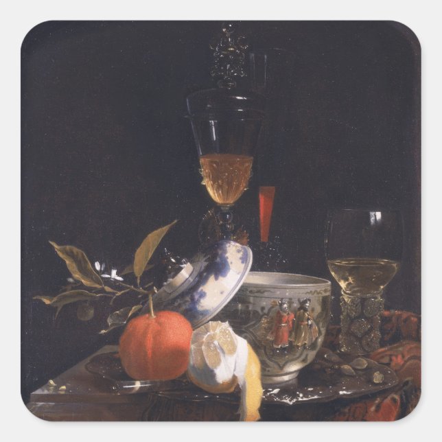 Still Life with Chinese Sugar Jar Square Sticker (Front)