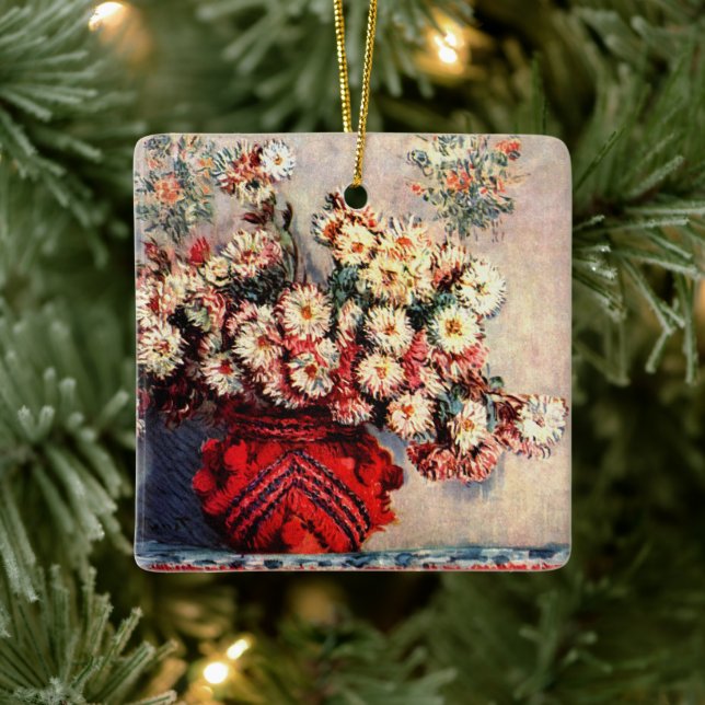 Still life with Chrysanthemums by Claude Monet Ceramic Ornament (Tree)