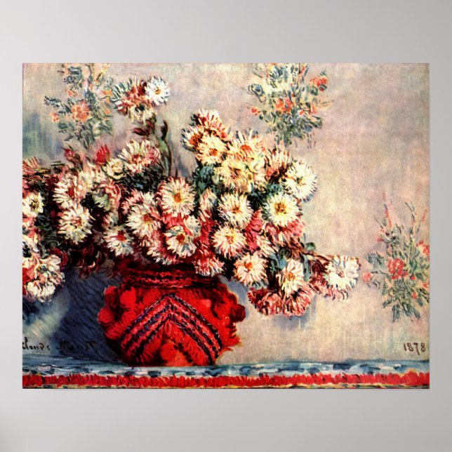 Still life with Chrysanthemums by Claude Monet Poster (Front)