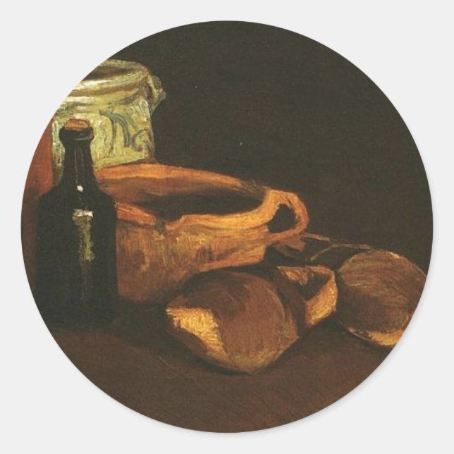 Still Life with Clogs and Pots, Van Gogh Classic Round Sticker (Front)