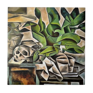 Still life with Cranium Geometric Vanitas Art Tile