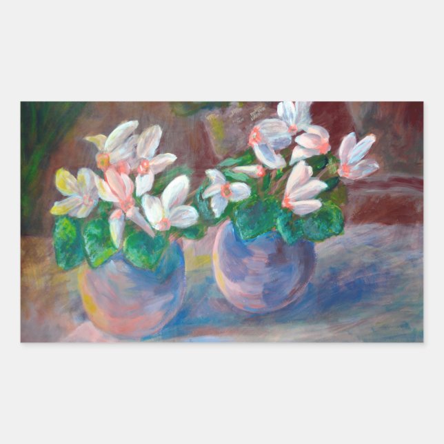 Still Life with Cyclamen  Rectangular Sticker (Front)
