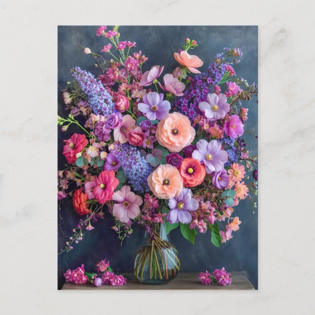 Still Life with Delphiniums and Ranunculus Postcard (Front)